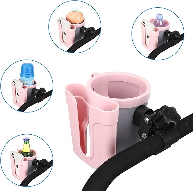 Accmor Stroller Cup Holder with Phone Keys Holder, 3-in-1 Universal Cup Holder, Drinks Bottle Holder for Stroller, Bike, Wheelchair, Walker, Scooter