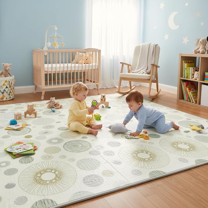 Baby Play Mat, 79x70 Inch Foldable Play Mats for Babies and Toddlers, Extra Large Play Mat, Anti-Slip Crawling Mat for Floor, Reversible & Waterproof Foam Floor Mat, Baby Foam Playmat for Tummy Time