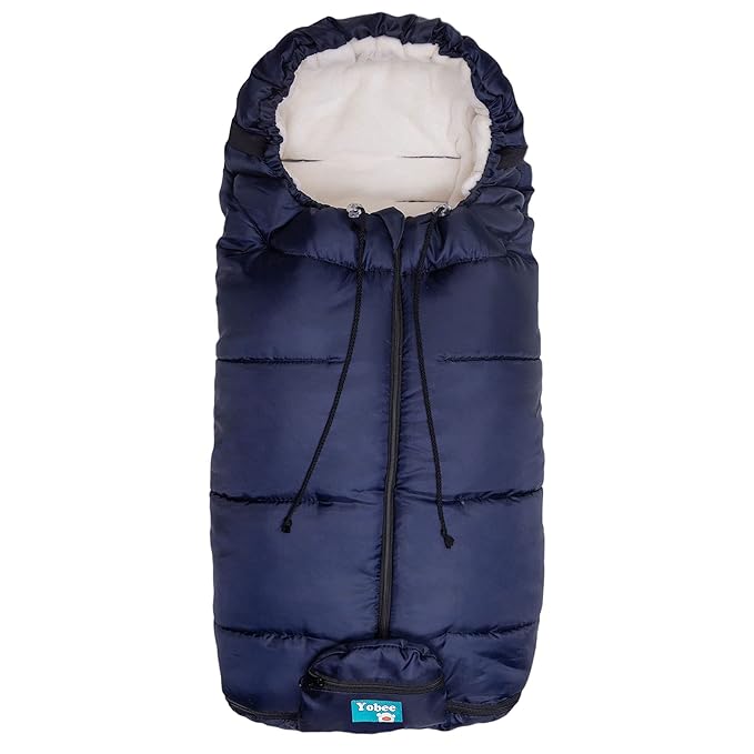 Yobee Universal Stroller Sleeping Bag, Toddler Size, Winter Outdoor Tour Waterproof Baby Bunting Bag, Center and Botton Open for Easy in & Out, Navy