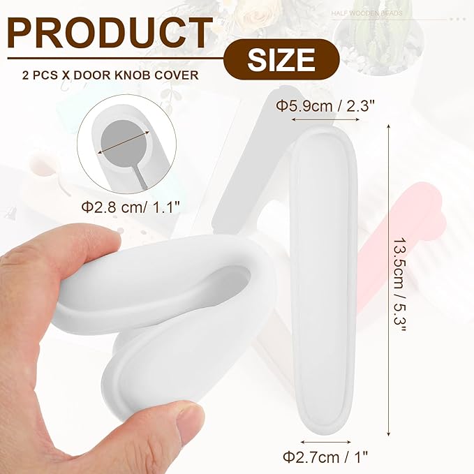 uxcell 2 Pcs Door Handle Covers, Silicone Safety Doors Knob Handle Protector Covers Anti-Collision Soft Doors Pull Cover for Bedrooms Bathrooms Offices, White