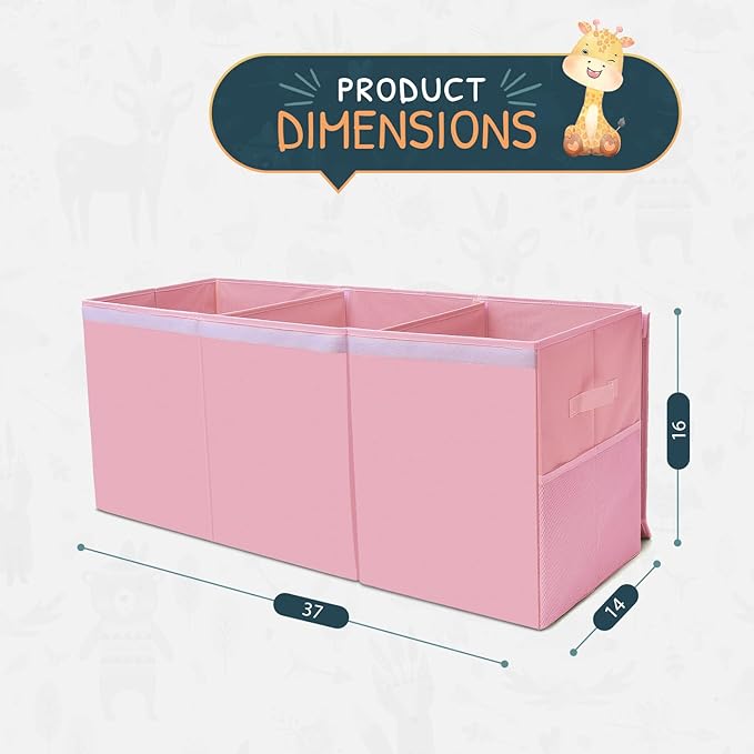 SoftOwl Extra Large Toy Storage Organizer with Lid - Sturdy, Collapsible Toy Chest Storage Box Design - Toys Bin with Dividers for Kids, Nursery, Bedroom, Playroom 37"x16"x14"
