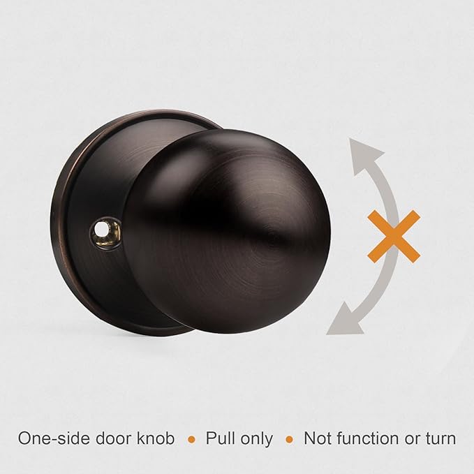Probrico Oil Rubbed Bronze Dummy Knobs, Non-Turning Door Knobs for Hall or Closet, Round Interior Knobs,10 Pack