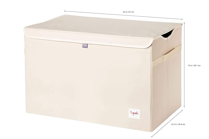 3 Sprouts Large Toy Chest for Kids with Lid and Handles - Collapsible Toy Storage Bin/Trunk/Box/Basket Organizer for Boys & Girls Playroom, Nursery, Rhino