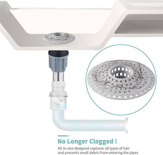 Aluvor Bathtub Drain Hair Catcher,Silicone Tub Hair Catcher Drain Protector,All-in-one Shower Hair Drain Catcher Strainer for 1.48'' to 1.76'' Regular Drains, 3PCS(Patent Pending)