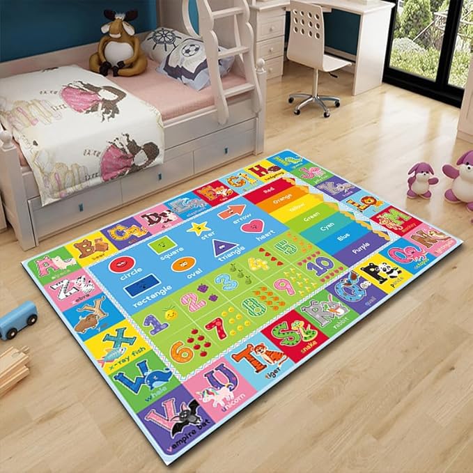 ABC Carpet,Kids Carpet for Playroom, Classroom Floor Play Mat for Kids,Preschool Rugs wtih ABC, Numbers, Animals, Extra Large Thick (59X39.4 Inch)