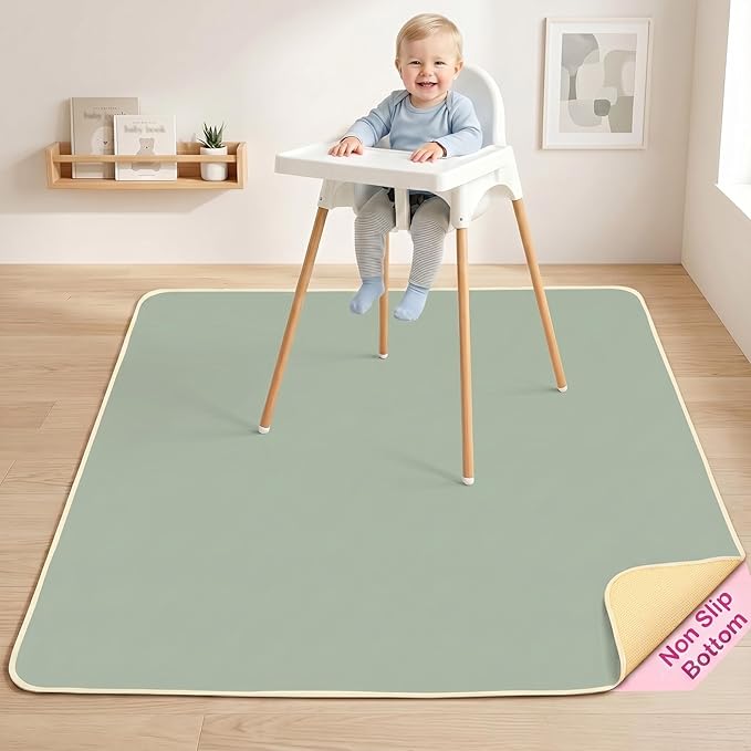 Basumee Splat Mat High Chair Mat Waterproof Baby Play Splat Mat for Under High Chair Food Catcher Highchair Mat for Floor Non Slip Bottom