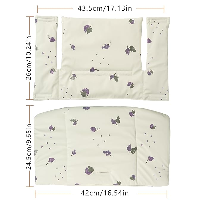 Baby Cushion Set Soft and Comfort High Chair Cushion for Infant, Toddler High Chair Accessories Easy to Clean and Install, Grape Sandy