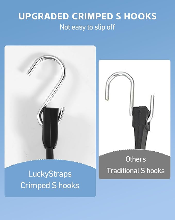 48 Inch Rubber Bungee Cords Heavy Duty Outdoor, Black Bungee Straps with Upgraded Hooks, Weatherproof Tarp Straps with 1.9X Max Stretch & 100% Rubber for Cargo, Van, Truck, Motorcycle, etc (10 Pcs)
