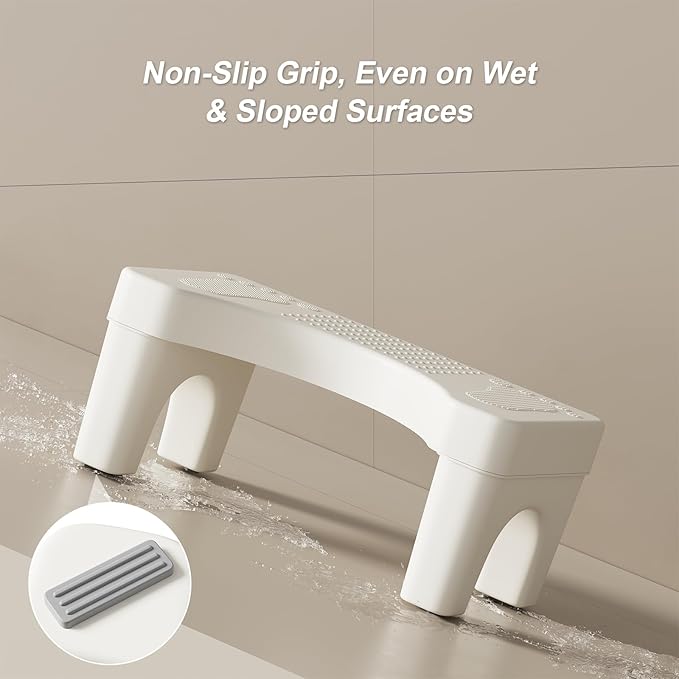 2 Pcs Squatting Potty Stool for Adults, 6.7 Inch Toilet Stool Squat Adult, Poop Stools for Bathroom Pooping, Non-Slip Toilet Step Portable for Travel, White