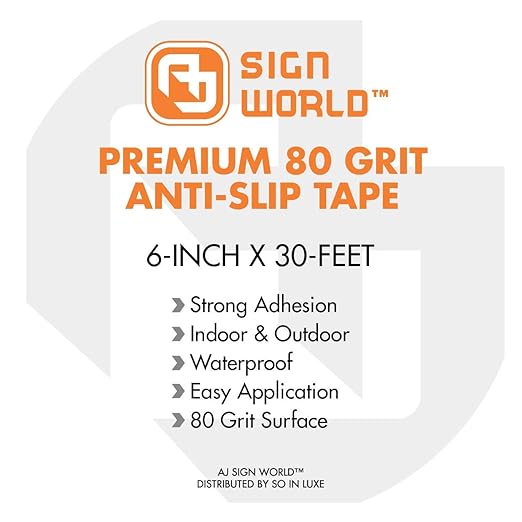 Best Anti-Slip Grip Tape, 6" x 30 FT, Black & Yellow Striped, 80 Grit, Industrial Grade, Indoor, Outdoor, Weatherproof (6-Inch x 30 Feet Roll)