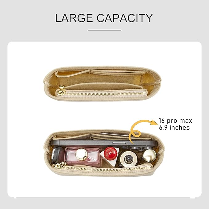 Purse Organizer Insert Compatible with Longchamp Mini Bag and More, Bag Insert for le pliage Original/Green Pouch with Handle/Extra Small Handbag Inner Shaper(Mini, Beige)