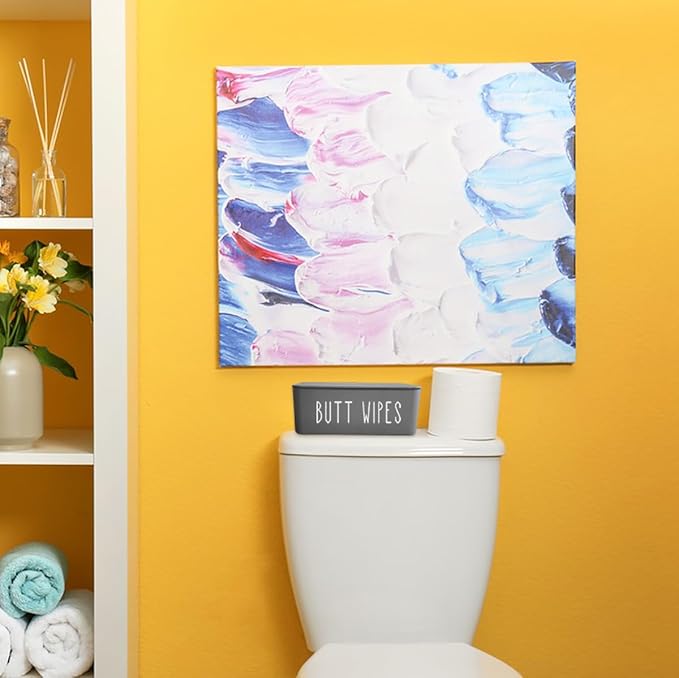 Butt Wipes Dispenser 7.28" L * 4.80" W * 2.75" H, Bathroom Flushable Baby Wipes Container Holder Nursery