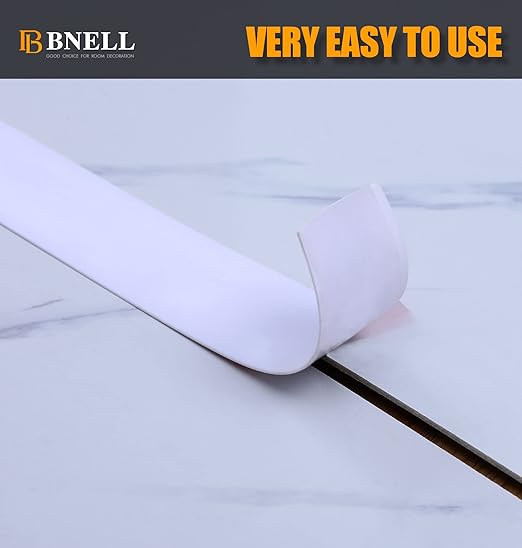 Bnell Floor Transition Strip Floor Cover Strips Self Adhesive Flooring Transitions Laminate Floor Strip Vinyl Floor Flat Divider Strip for for Joining Floor Gaps（10FT,1.57inch, White）