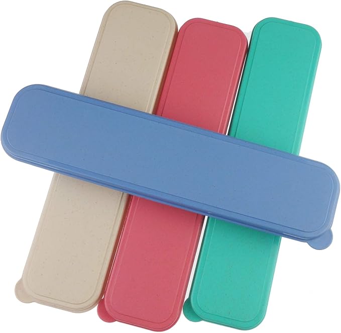 Zelerdo 4 Pack Portable Travel Tableware Storage Box Case for Cutlery Kit (4 Colors)