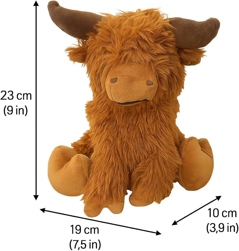 Highland Cow Door Stopper – Cute Weighted Animal Doorstop 2.2 lbs with Soft Faux Fur – Rustic Farmhouse Home Décor for Living Room, Bedroom, Nursery or Hallway