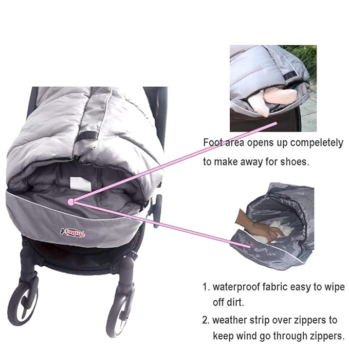 funlife Anti-Kick Winter Water Proof Cozy Warmer Baby Footmuff Fits for Most of Strollers, Jogger, Reversible from Blanket to Sleeping Bag, Strap Position Adjustable,Safe and Practical Featurs