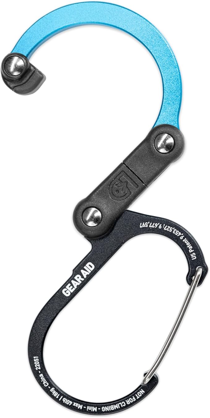 GEAR AID HEROCLIP (Small) Carabiner Gear Clip and Hook, for Hanging Bags, Purses, Lanterns, Strollers, Tools, Helmets, Water Bottles, and More