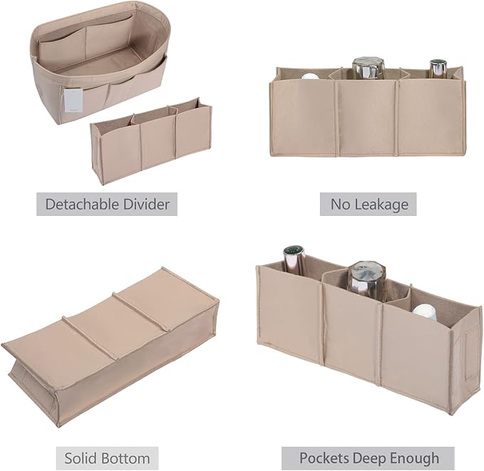 ZTUJO Purse Organizer Insert, Felt Bag Organizer For Handbag Purse Organizer,13 Colors, 6 Size (Slender Medium, Silky Beige)