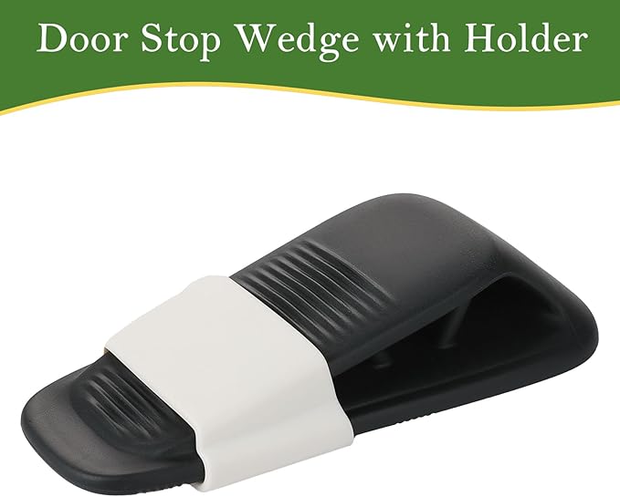 Fursafe&Q Rubber Door Stoppers for Bottom of Door, Door Stop Wedge with Holder, Heavy Duty Doorstops 8 Pack, Wall Protector for Home & Office & School & Commercial Doorstop Keep Open Stack Black