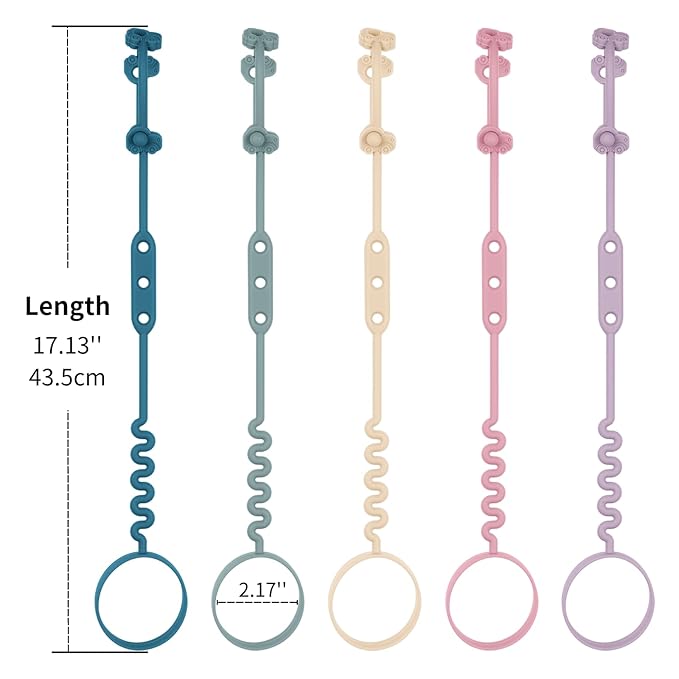 Baby Bottle and Sippy Cup Straps - Adjustable Straps Attach with Strollers, High Chair, Shopping Cart - Food Grade Silicone - Dishwasher Safe (5Packs, Color 2)