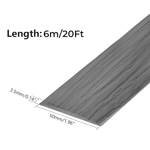 Vinyl Floor Transition Strip, Self Adhesive Floor Cover Strips PVC Laminate Threshold Strip Bar Flat Divider Strip for Joining Floor Gaps, Doorways Threshold, Carpet, 2" Wide (Gray Wood Grain, 20Ft)