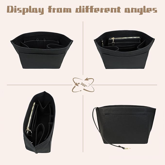 Lckaey Felt Organizer Insert for Longchamp Le Pliage Handbag Women Purse organizer 1012-30aterrimus-M