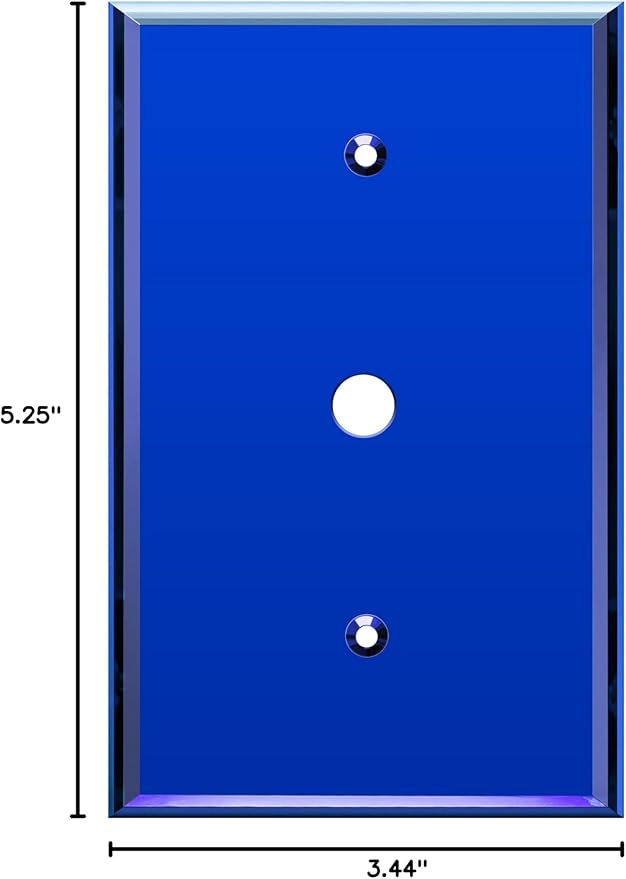 LIDER 0.406" Diameter Hole Wall Plate, Temperature/Impact Resistant, Mirrored, Plexiglass Multimedia Wire Cover, Acrylic glass, Reflective Finish, Modern, Oversized 1-Gang 5.25" x 3.44", Blue