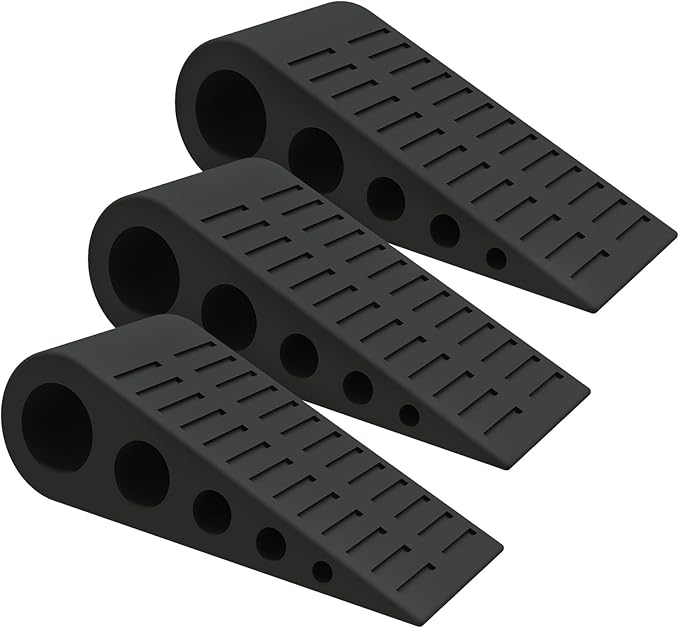 1.9 Inches Heavy Duty Door Stopper, 3 Pack Rubber Door Stop, Door Stoppers for Bottom of Door, Large Door Stopper Wedge for Home Office School (Black)