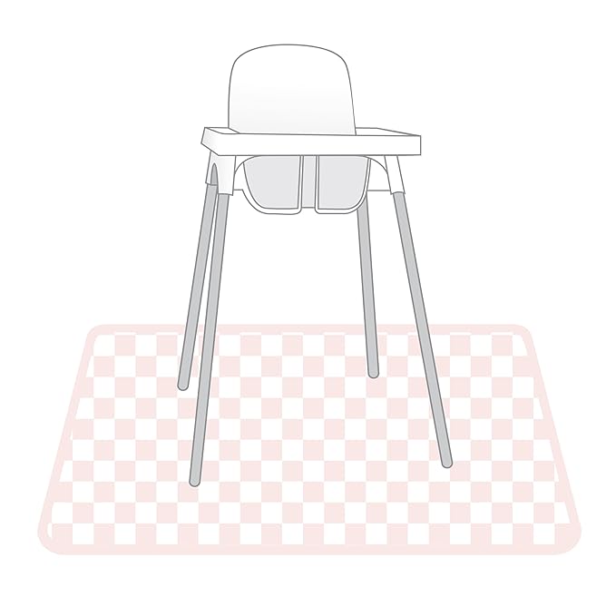 BapronBaby Pink Checkerboard Splash Mat - Waterproof Catch-All for Under High Chairs, Floors, Tables, Playtime or Arts & Crafts - Machine Washable - 45" x 45”