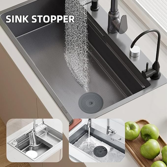 Tub Stopper 2PCS,Bathtub Drain Stopper,6 inches Bathtub Tub Drain Cover Stopper,Silicone Drain Plug,Kitchen Bathroom Hair Water Shower Stopper,Large Bathroom Laundry Accessories (Grey/White)