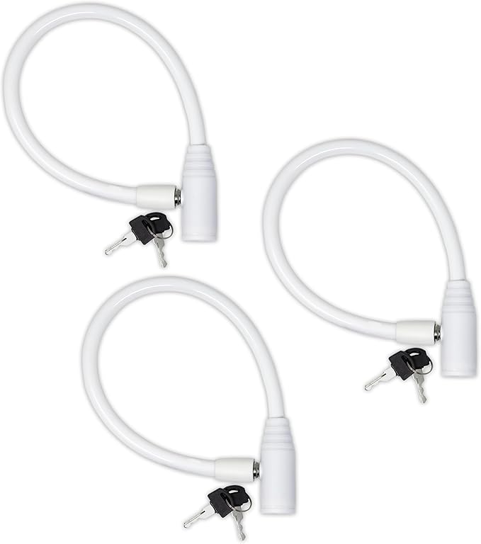 Urban August Child-Proof Refrigerator Lock for Kids & Adults - Lock for French Door Fridge and Cabinet (Regular, White, 3 Pack Keyed Alike)