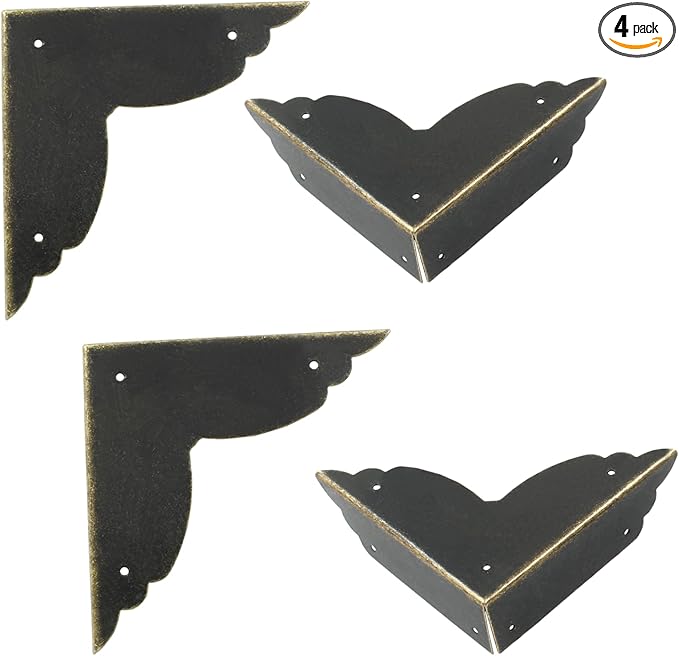 8Pcs Black Metal Corner Protector,2.76''x2.76'' Box Corner Protectors,Decorative Metal Corner Guards,Antique Edge Cover with Mounting Screws