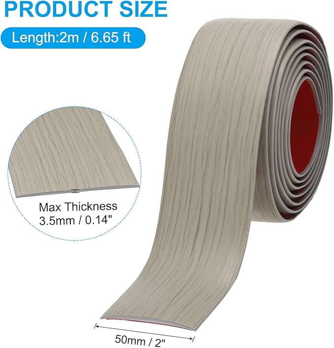PATIKIL Self Adhesive Floor Transition Strip 2 in x 6.6 Ft, Vinyl Laminate Floor Flat Divider for Joining Floor Gaps Doorways Carpet Cover Floor Tiles Khaki Wood Grain