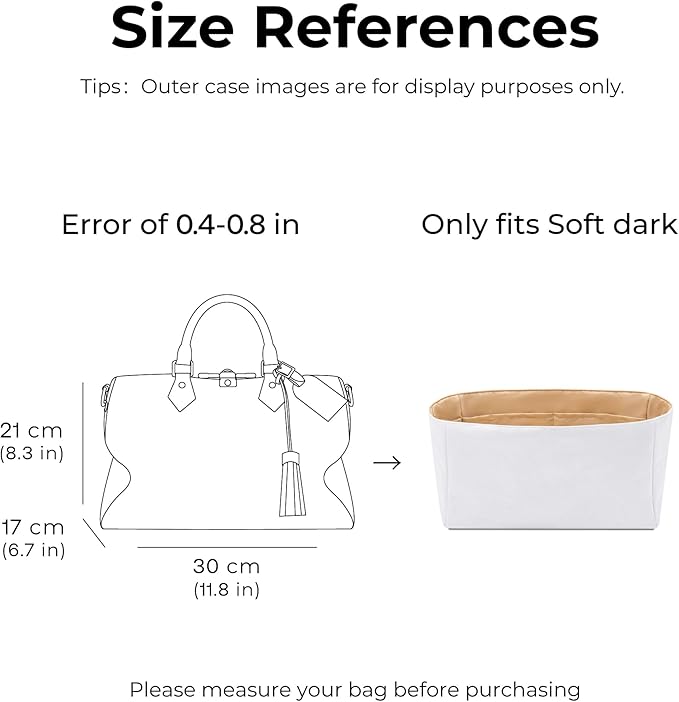 Tote Bag Organizer Insert for LV Soft Speedy Dark Handbag,Custom Fit Inside Premium Vanile Lightweight WaterResistant Purse Insert with Cup Holder Accessories