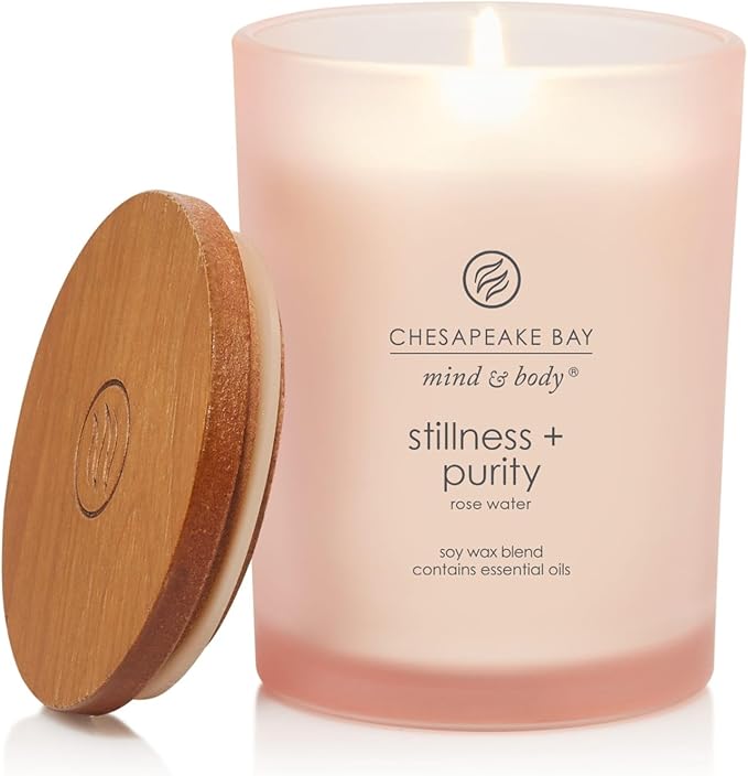 Chesapeake Bay Candle Scented Candle Stillness + Purity (Rose Water) Medium Jar 8 Ounce Home Décor