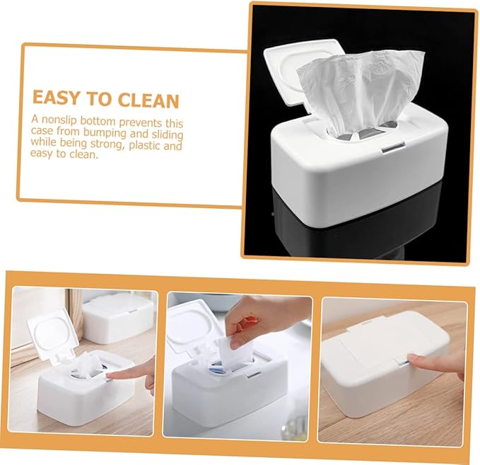 Refillable Baby Wipes Dispenser Box with Nonslip Base One-Handed Wet Wipe Holder for Living Room Nursery Kitchen and Bathroom Use 6.7 Inch Compact Wet Tissue Container