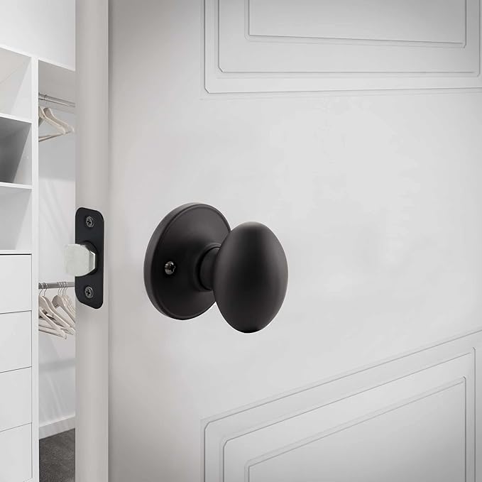 Design House 779173 Egg Passage Hall and Closet Door Knob Matte Black