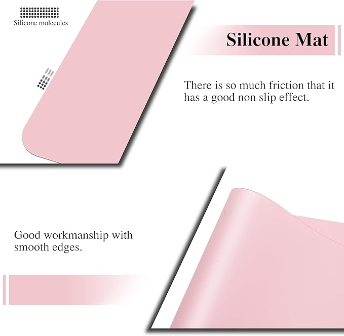3Pcs 15.7"x 11.8"x 0.03" Pink Silicone Mat, Silicone Mats, Silicone Placemats for Kitchen Counter, Jewelry, Paiting
