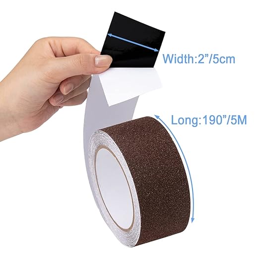 Anti Slip Tape, High Traction,Strong Grip Abrasive, Not Easy Leaving Adhesive Residue, Indoor & Outdoor (2" Width x 190" Long, Brown)
