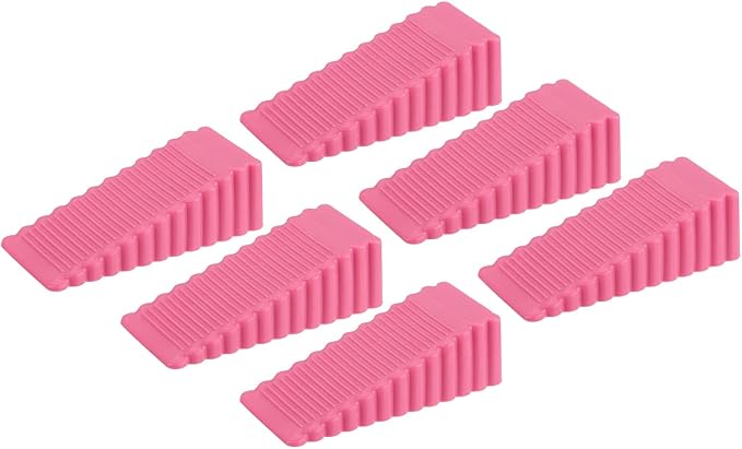 uxcell 6 Pcs Door Stoppers for Bottom of Door, 28mm/1.10 Inch Door Stops, Rubber Door Stopper Wedge Anti Slip, Window Stopper Door Stackable, Pink