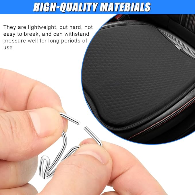 Car Seat Cover Plum Plate Metal Hooks, Card Fixed Fastener Buckle Replacement with 12 Metal Car Seat Hooks Locking Clip & 12 Plastic Chucks, Vehicle Seat Cover Accessories (24Pcs/Black)