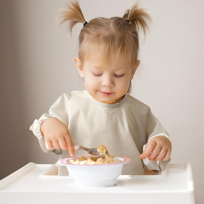 4 Pack Long Sleeve Bib, Reusable Bib with Catch-all Pocket