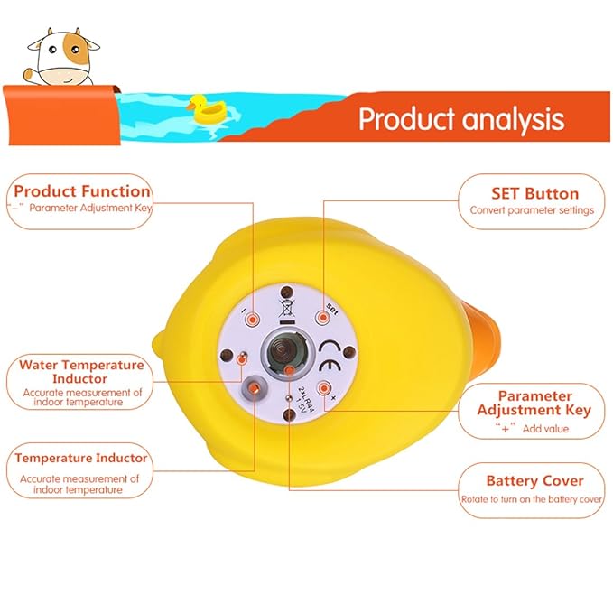 b&h Baby Bath Thermometer and Room Thermometer - Upgraded Sensor, The Infant Tub Water Temperature Thermometer Floating Toy Safety Products (Diving-Goggles Duck)
