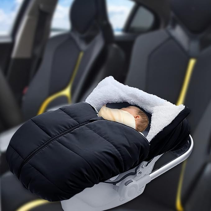 Mom's Choice Awards Winner-TSAYAWA Winter Baby Infant Car Seat Cover-Keep Babies Warm Carseat Bunting Bag/Blanket for Newborn-Cold Weather Insulated Windproof Carrier Canopy for Travel (Black)