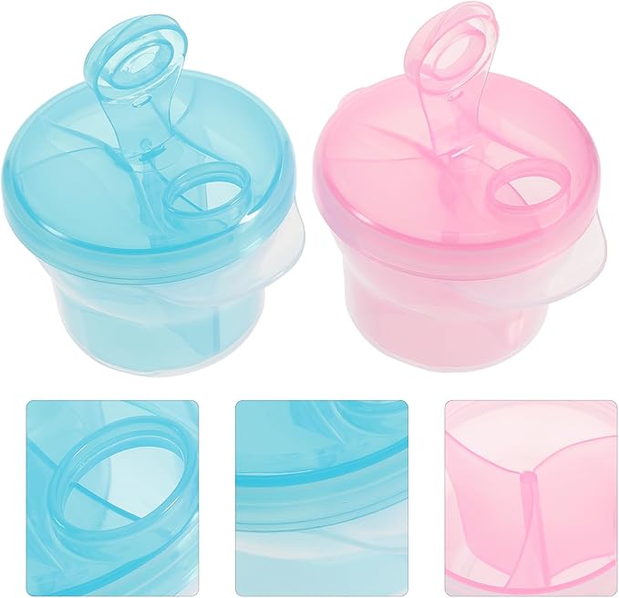 Healifty Rotating Milk Powder Box 3-Compartment Portable Baby Formula Dispenser Food Storage Container for Travel and Outdoor Feeding
