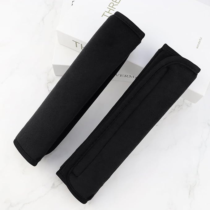yuntop 2 PCS Car Seat Belt Pads Cover Soft Seat Belt Shoulder Pad Safety Belt Strap Shoulder Pad Comfortable Driving Compatible with Most Cars Helps Protect You Neck and Shoulder (Black)
