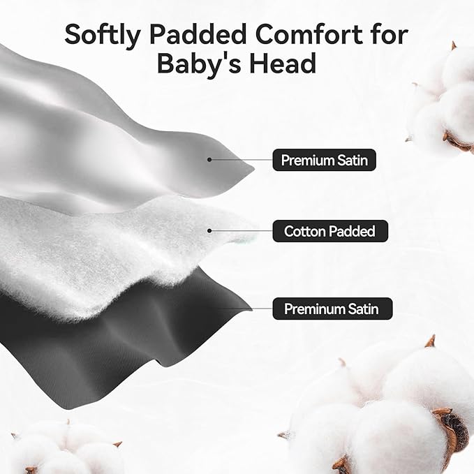 Silky Head Carseat Cover for Babies Satin Head Cover Silk Feeling for Baby Car Seat Canopy Headrest Protector 2pcs for Boys Girls Infant Sleeping Hair Protection Pink Black