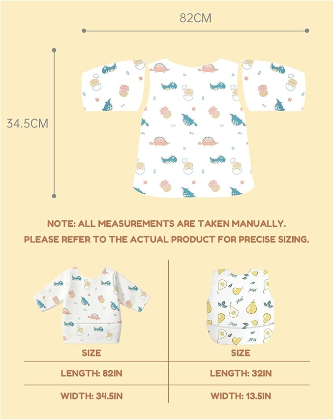 Disposable Baby Bibs for Baby Boys and Girls - Long Sleeve Bib Individually Wrapped Waterproof Baby Bibs 16/36 pcs