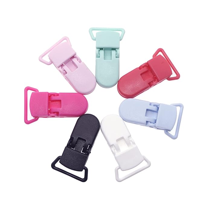 Sutoyuen 25Pcs Pacifier Clips Holders Suspender Mitten Binky Clip for DIY Dummy Chain Baby Blankets Bib Holder Suit for 20mm Ribbon (Mix 20 Color)