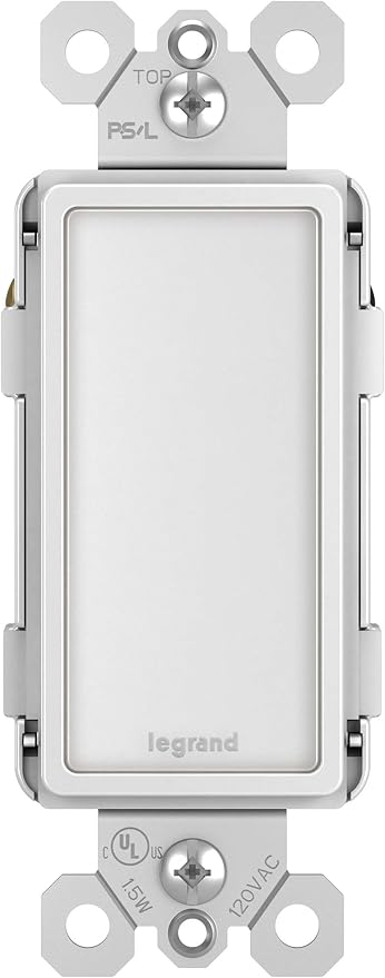 Legrand radiant NTLFULLWCC6 Full Adjustable LED Night Light Outlet, For Hallways and Stairs, Optional Louver, White (1 Count)